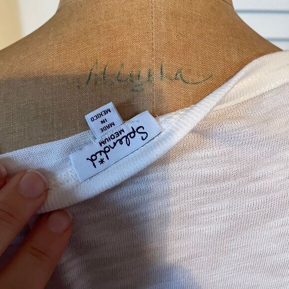 SPLENDID | white semi sheer pocket top M - Picture 7 of 8